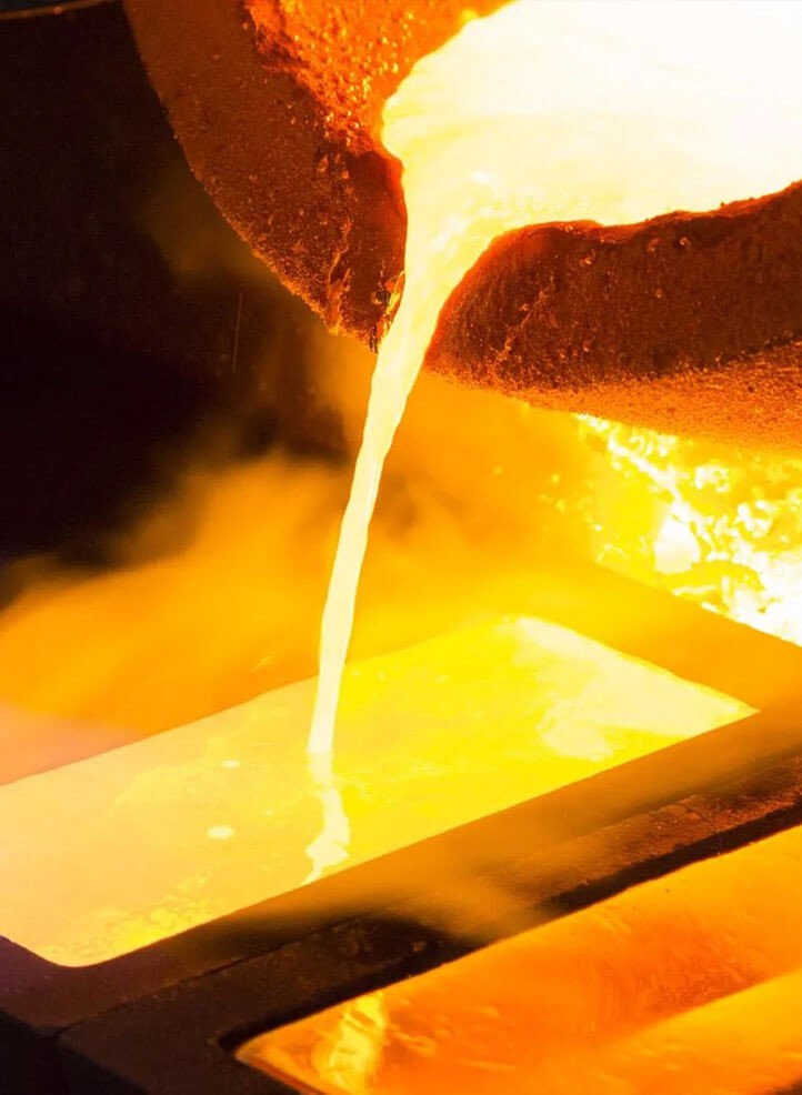 Molten gold poured into a mould