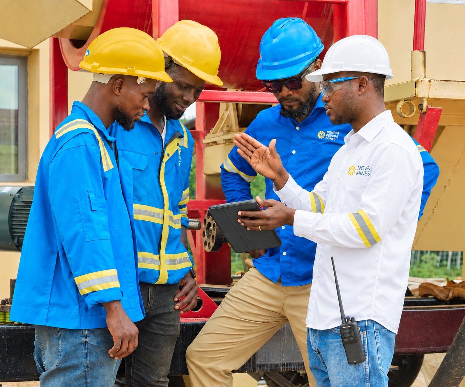 The Nova Mines team reviewing data at the plant