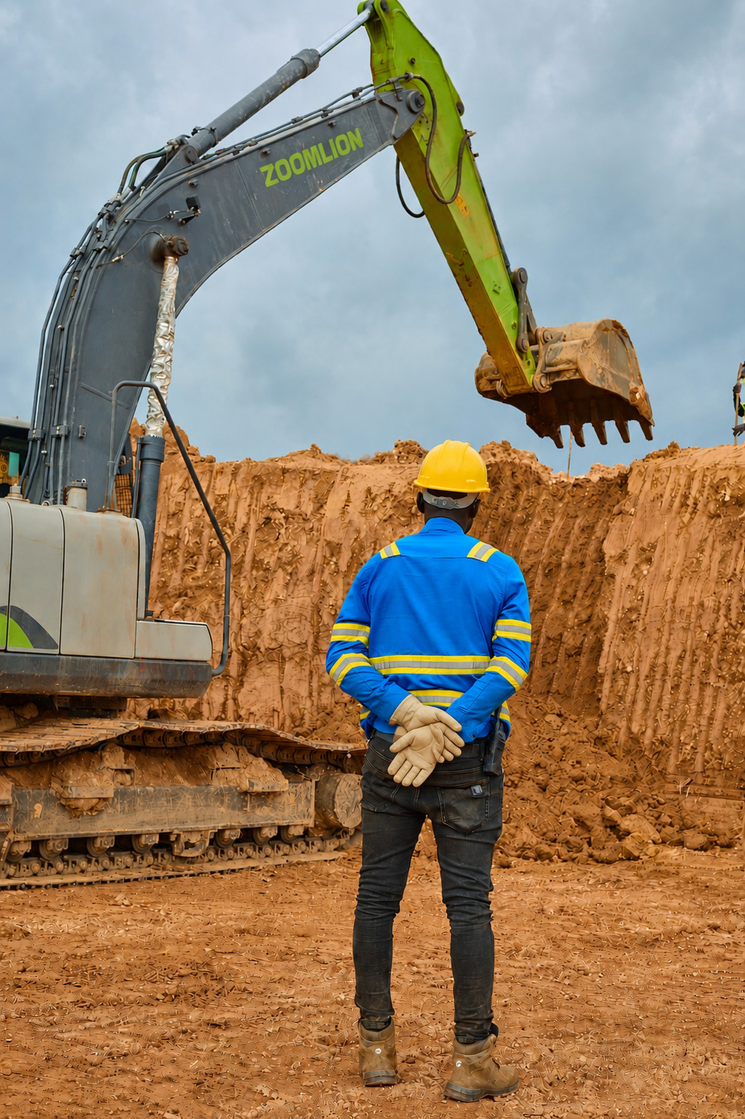 A Nova Mines supervisor observing excavation at the pit face